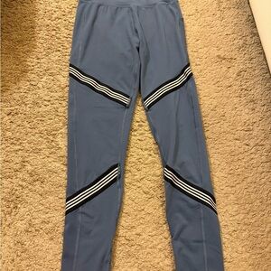 Adidas Blue and Black Leggings with Chevron Stripes